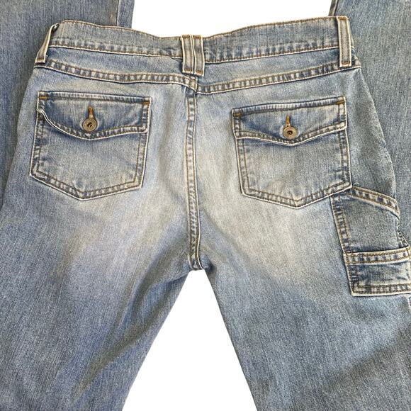 Old Navy Sz 6 Vtg Y2K Low Rise Flared Jeans Light Wash Carpenter Streetwear - Picture 7 of 16